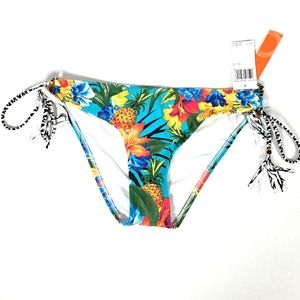 Captiva by Christina Bikini Bottoms Size Large Hawaiian Floral and Turquoise